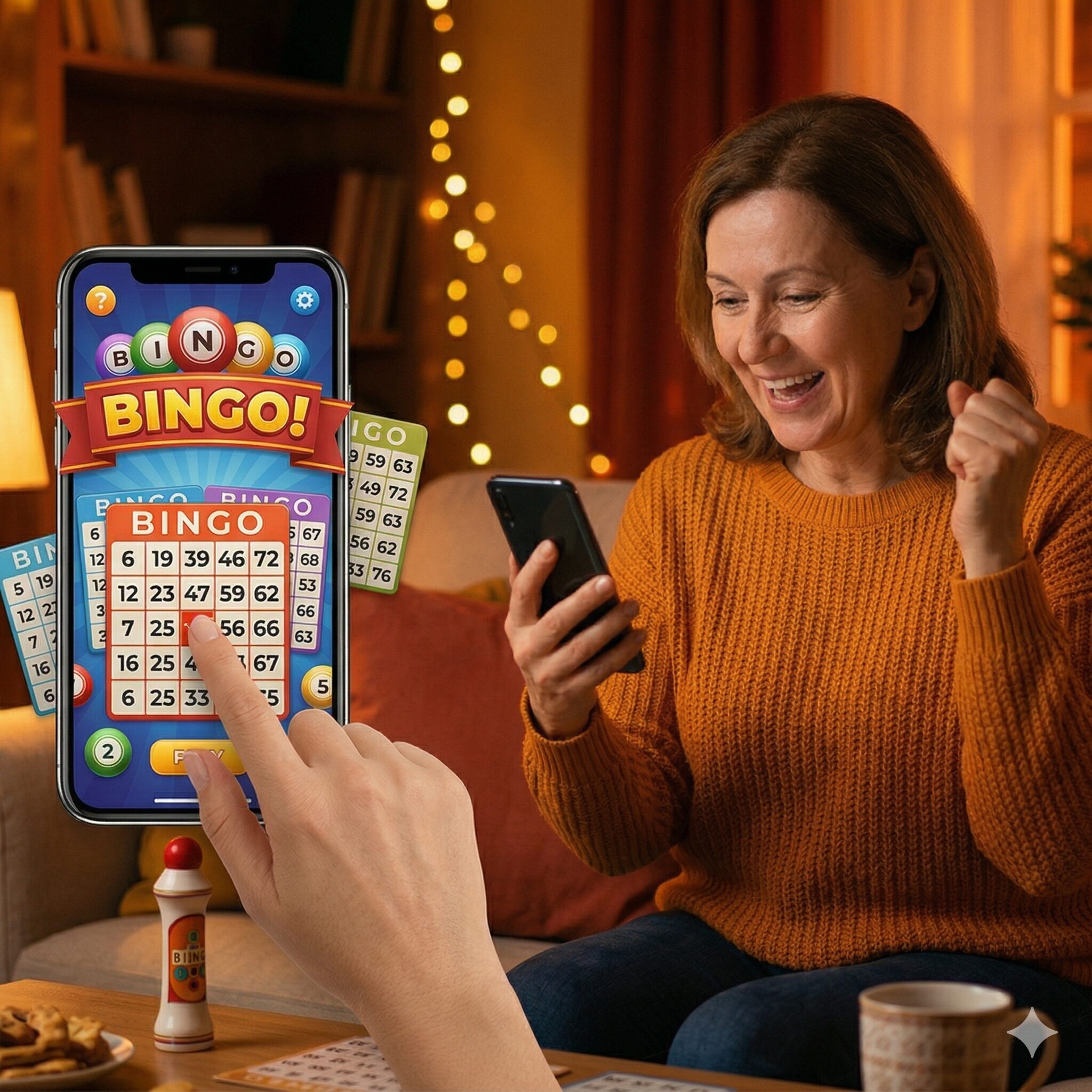 senhora a ganhar no bingo