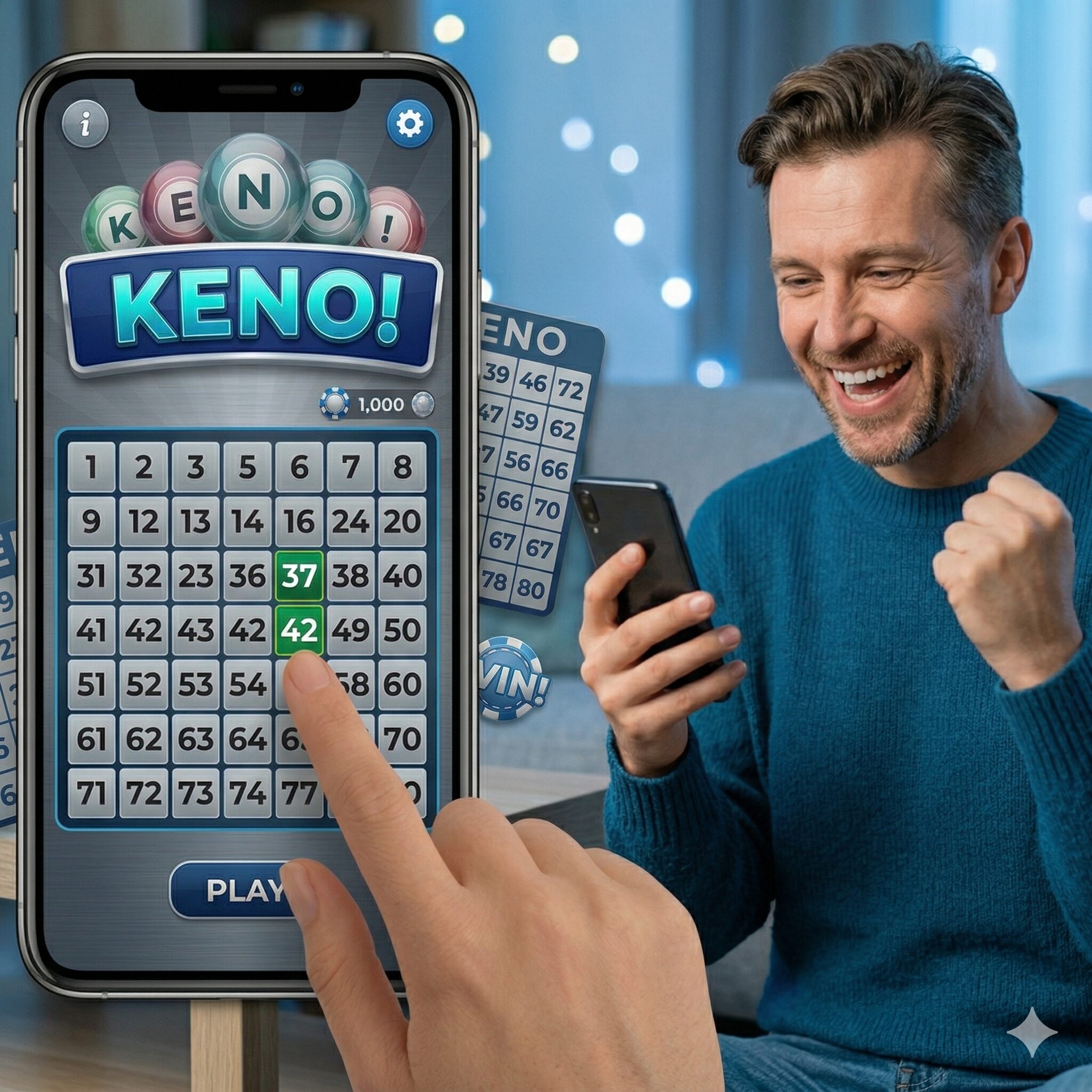 homem a jogar keno online